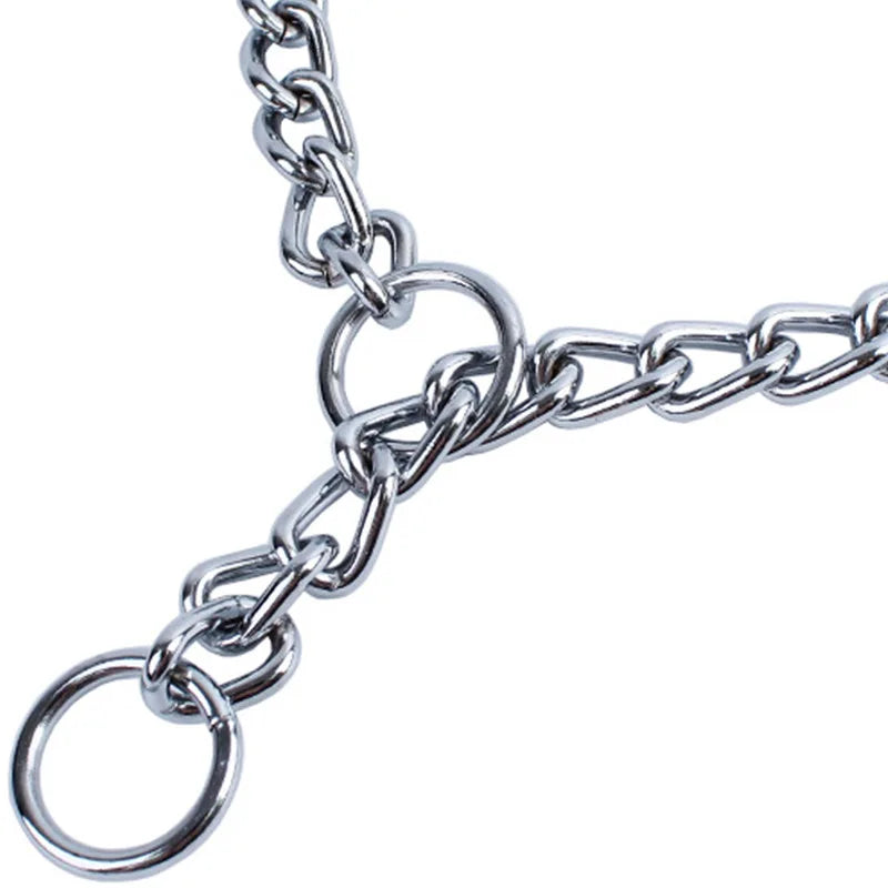 Coleira de aço inoxidável para cães, elos cubanos prateados, corrente estranguladora, coleira antiderrapante forte para cães pequenos, médios e grandes